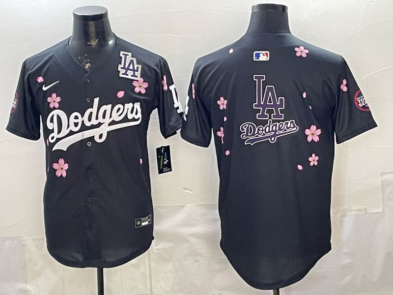 Men Nike 2026 Los Angeles Dodgers Blank Black Sakura Edition Game MLB Jersey 0019